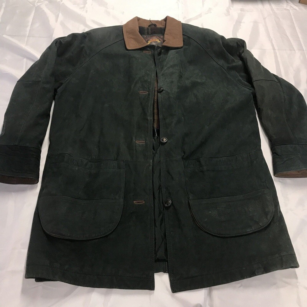 WOMEN'S ADVENTURE BOUND WILSONS DUFFLE COAT SZ Large GREEN SUEDE With LINING